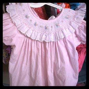 Girls baby pink BOUTIQUE smock